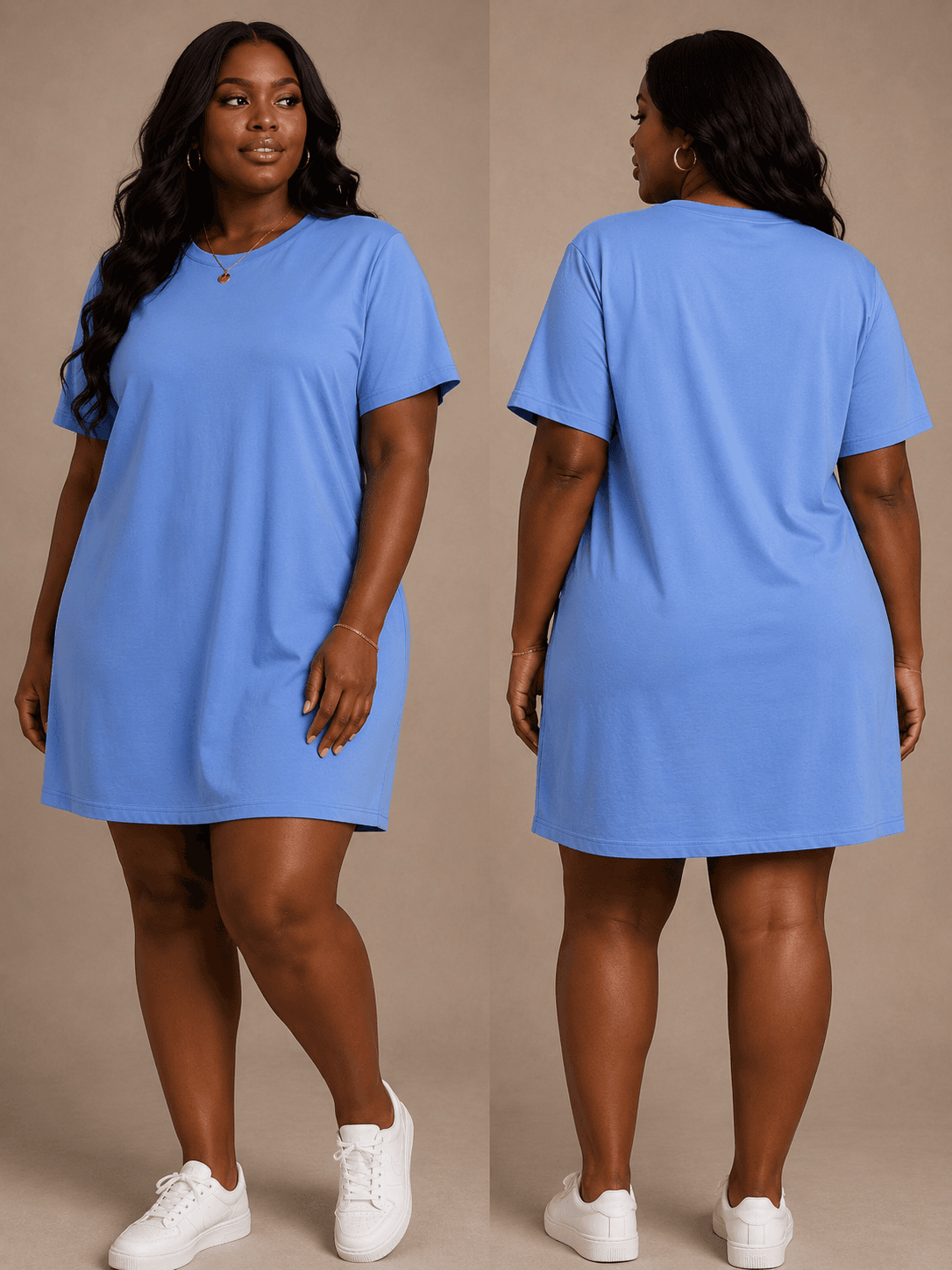 Blue Cotton Mini T-Shirt Dress
