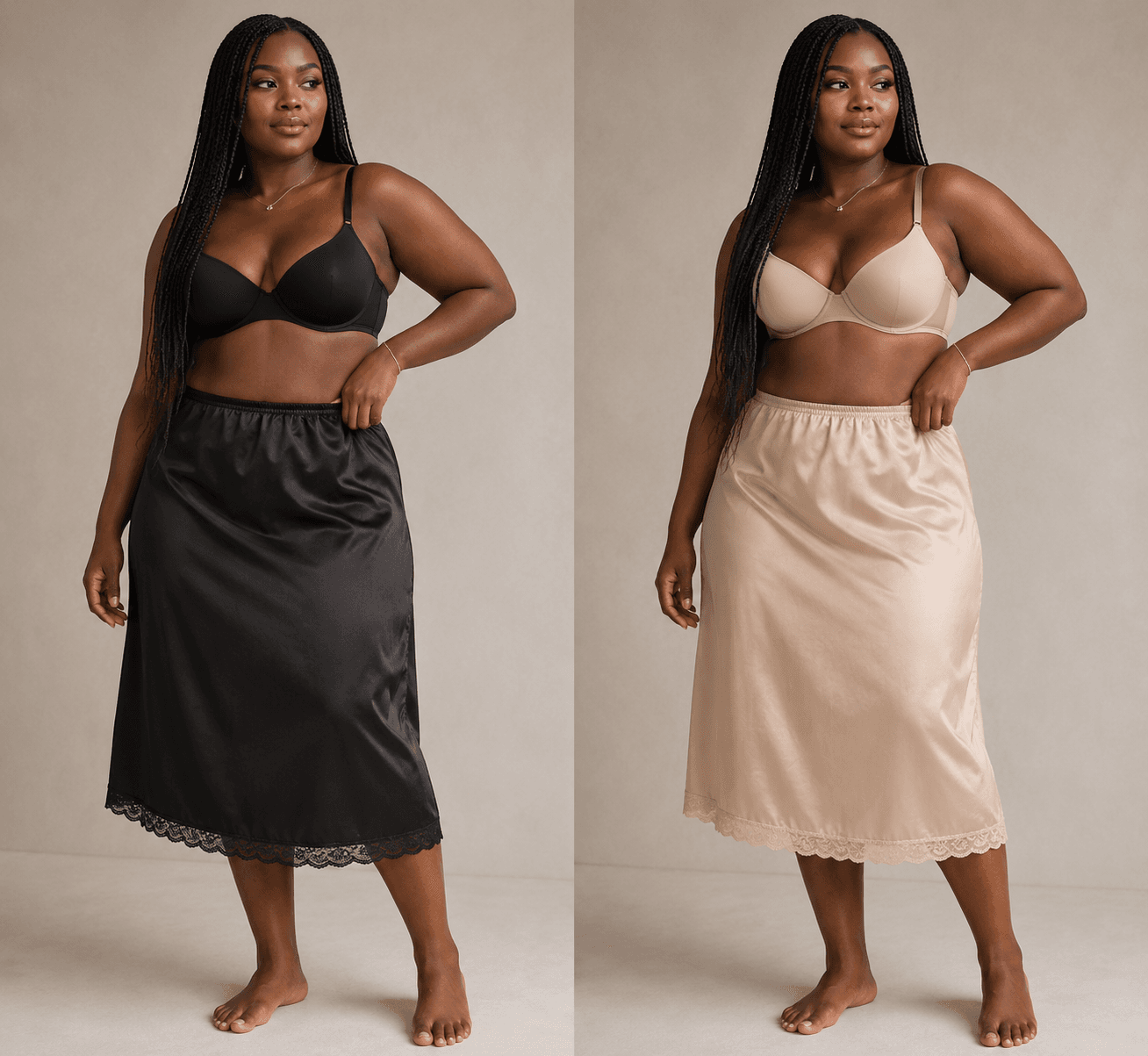 Satin Lace Trim Underskirt